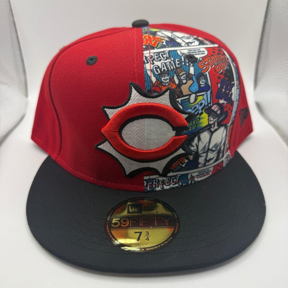 New Era 59FIFTY Cincinnati Reds Comic Book Panel Fitted Hat 7 3/4 Red Black MLB